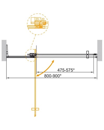 Душевая дверь 80-90 см Cezares SLIDER-B-1-80/90-BR-NERO бронза
