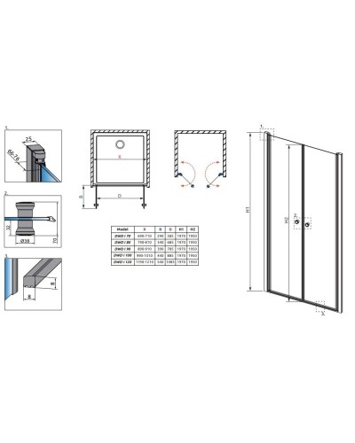 Душевая дверь Radaway EOS DWD I 70 прозрачное
