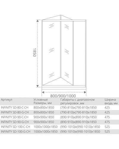 Душевая дверь 100 см Good Door Infinity SD-100-С-CH прозрачное