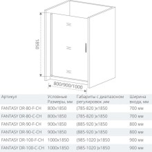 Душевая дверь 100 см Good Door Fantasy DR-100-F-CH прозрачный с рисунком