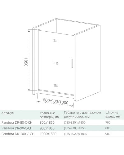 Душевая дверь 80 см Good Door Pandora DR80-C-CH прозрачное