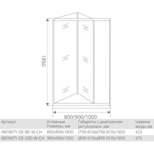 Душевая дверь 100 см Good Door Infinity SD-100-W-CH прозрачный с рисунком