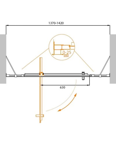 Душевая дверь в нишу CEZARES MOLVENO-BA-12-90+50-P-Cr