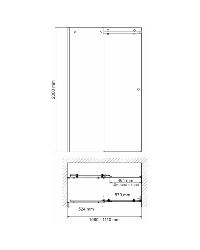 Душевая дверь 110 см WasserKRAFT Vils 56R13 прозрачное