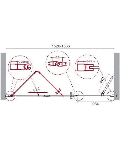 Душевая дверь 155 см BelBagno Albano ALBANO-BS-13-100+60-C-Cr прозрачное