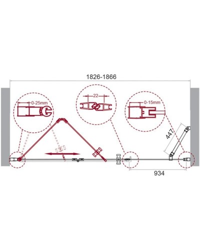 Душевая дверь 185 см BelBagno Albano ALBANO-BS-13-100+90-C-Cr прозрачное