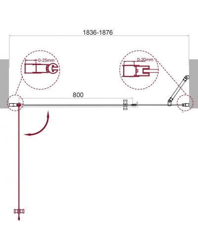Душевая дверь 185 см BelBagno Etna ETNA-B-11-100+90-C-Cr прозрачное