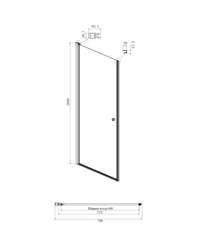 Душевая дверь 80 см Ambassador Elysium 111011109CX прозрачное