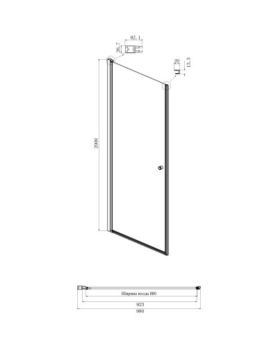 Душевая дверь 100 см Ambassador Elysium 111011111CX прозрачное