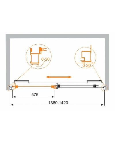 Душевая дверь в нишу Cezares Lux Soft W-BF-1 140 профиль Хром стекло прозрачное
