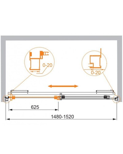 Душевая дверь в нишу Cezares Lux Soft W-BF-1 150 профиль Хром стекло прозрачное