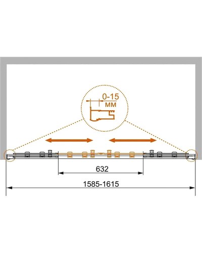 Душевая дверь Cezares Pratico 160 PRATICO-BF-2-160-C-Cr профиль Хром стекло прозрачное