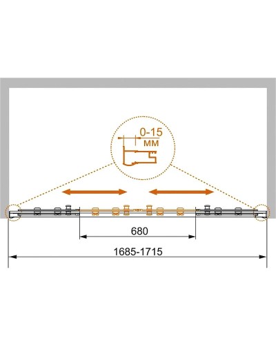 Душевая дверь Cezares Pratico 170 PRATICO-BF-2-170-P-Cr профиль Хром стекло рифленое