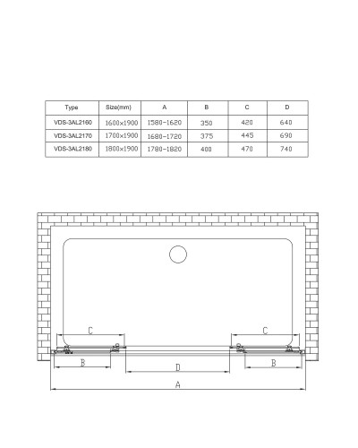 Душевая дверь 160 см Vincea Alpha VDS-3AL2160CL прозрачное