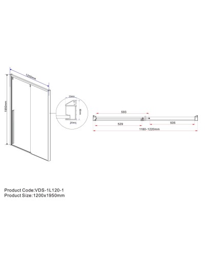 Душевая дверь 120 см Vincea Lugano VDS-1L120CLB-1 прозрачное