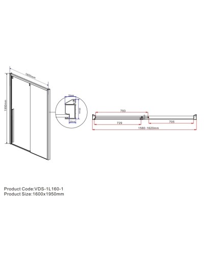 Душевая дверь 160 см Vincea Lugano VDS-1L160CL-1 прозрачное