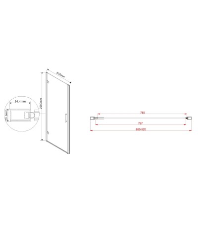 Душевая дверь 90 см Vincea Flex VDP-1F900CG тонированное