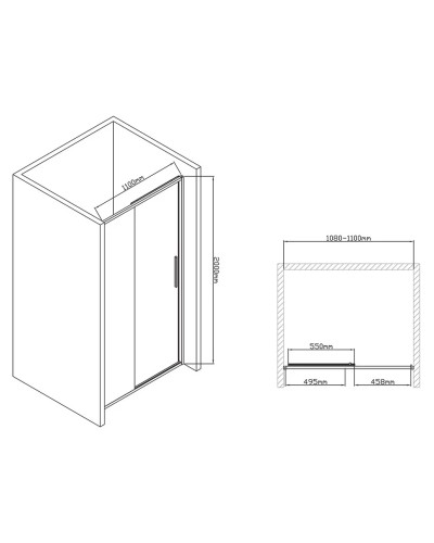 Душевая дверь 110 см Vincea Slim-U VDS-2SU110CL прозрачное
