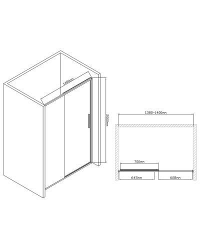 Душевая дверь 140 см Vincea Slim-U VDS-2SU140CL прозрачное