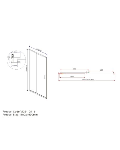 Душевая дверь 115 см Vincea Garda VDS-1G115CL прозрачное