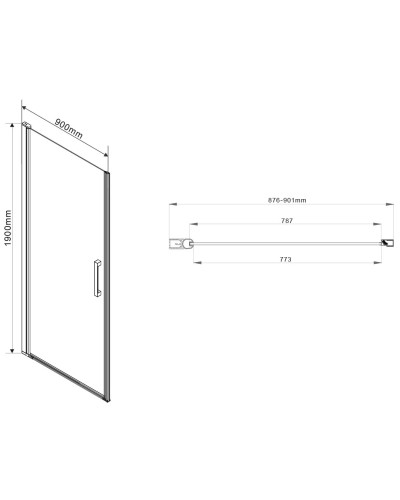 Душевая дверь 90 см Vincea Orta VPP-1O900CLB прозрачное