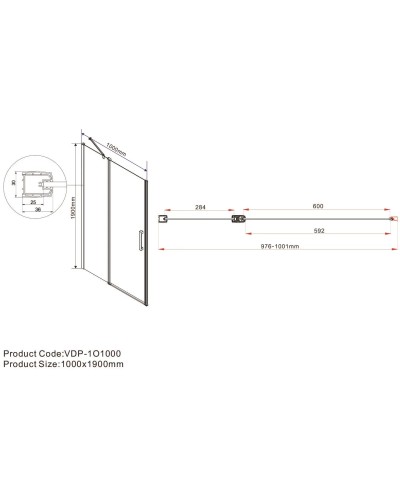 Душевая дверь 100 см Vincea Orta VPP-1O100CL прозрачное