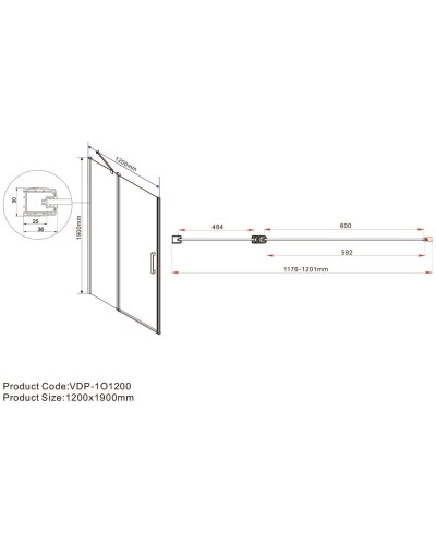 Душевая дверь 120 см Vincea Orta VPP-1O120CL прозрачное