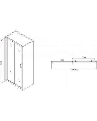 Душевая дверь 140 см Abber Schwarzer Diamant AG30140B прозрачное