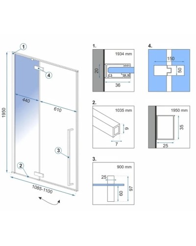 Душевая дверь 110 см Rea Fargo REA-K6325 прозрачное