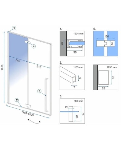 Душевая дверь 120 см Rea Fargo REA-K6328 прозрачное