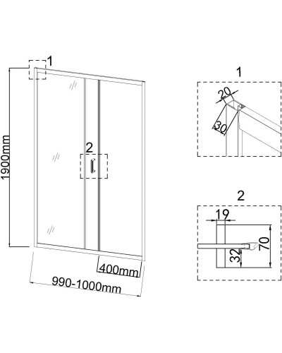 Душевая дверь 100 см Niagara NG-42-10AG прозрачное