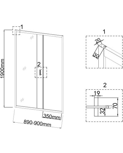 Душевая дверь 90 см Niagara NG-42-9AG прозрачное