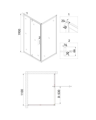 Душевая дверь 110 см Niagara NG-43-11AG прозрачное