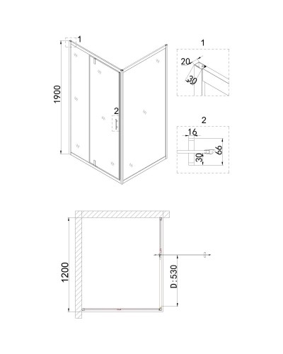 Душевая дверь 120 см Niagara NG-43-12AG прозрачное