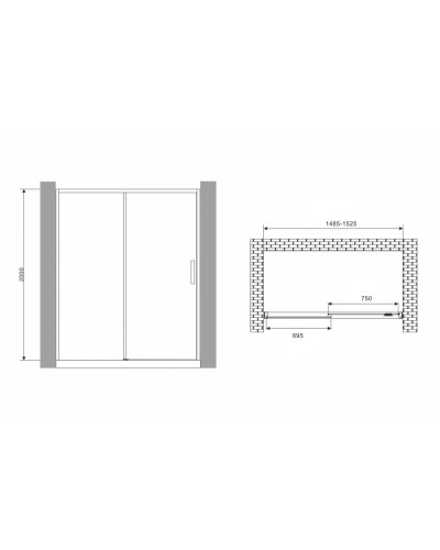 Душевая дверь 150 см Abber Komfort AG93150B прозрачное