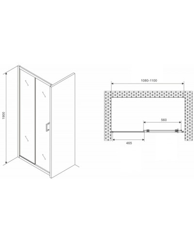 Душевая дверь 110 см Abber Schwarzer Diamant AG30110B5 прозрачное