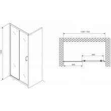 Душевая дверь 130 см Abber Schwarzer Diamant AG30130B5 прозрачное