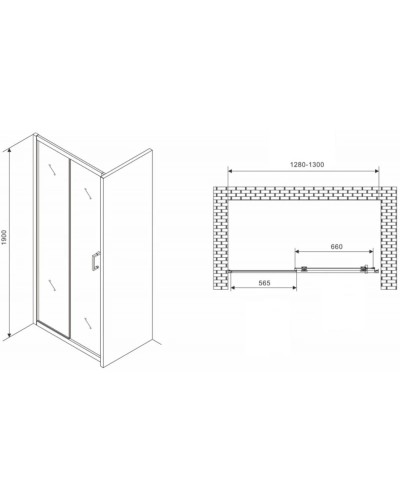 Душевая дверь 130 см Abber Schwarzer Diamant AG30130B5 прозрачное