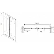 Душевая дверь 180 см Abber Schwarzer Diamant AG33180BH прозрачное