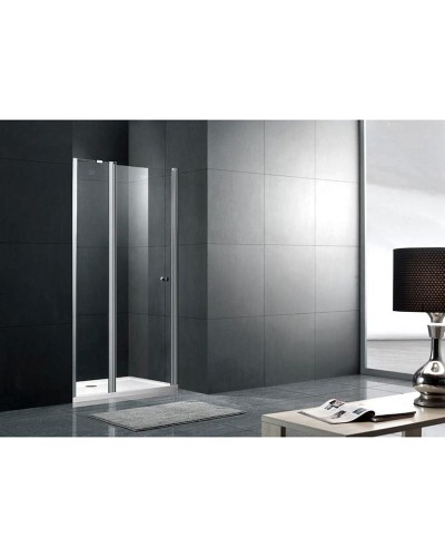 Душевая дверь в нишу Gemy New Rockcoco 100х190 латунный кронштейн профиль Хром стекло прозрачное