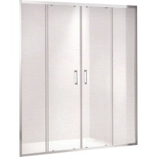 Душевая дверь в нишу Gemy Victoria 150х190 две раздвижные двери профиль Хром стекло прозрачное