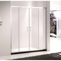 Душевая дверь в нишу Gemy Victoria 150х190 две раздвижные двери профиль Хром стекло прозрачное