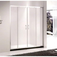 Душевая дверь в нишу Gemy Victoria 150х190 две раздвижные двери профиль Хром стекло прозрачное