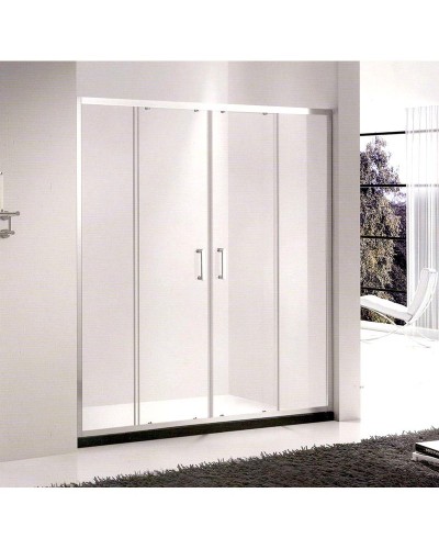 Душевая дверь в нишу Gemy Victoria 150х190 две раздвижные двери профиль Хром стекло прозрачное