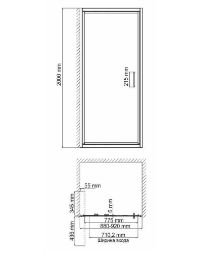 Душевая дверь WasserKRAFT Salm 90 27I04 профиль Хром стекло прозрачное