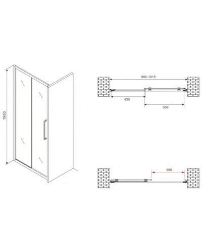 Душевая дверь 100 см Abber Schwarzer Diamant AG30100BMH матовое