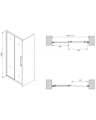 Душевая дверь 100 см Abber Schwarzer Diamant AG30110BMH матовое