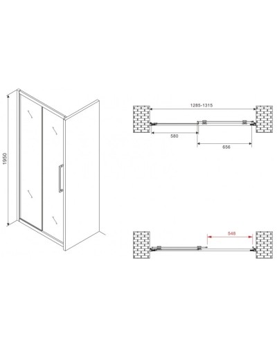Душевая дверь 130 см Abber Schwarzer Diamant AG30130BMH матовое