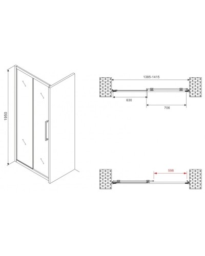 Душевая дверь 140 см Abber Schwarzer Diamant AG30100BMH матовое