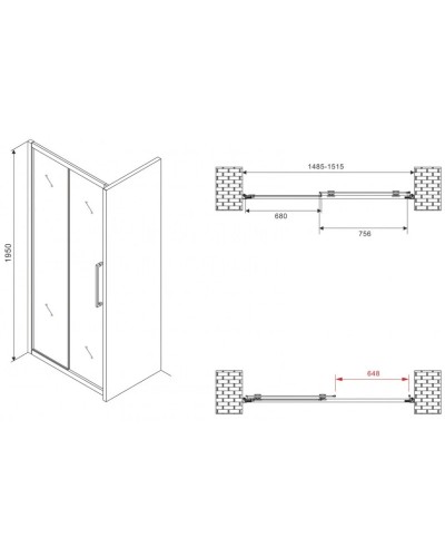 Душевая дверь 150 см Abber Schwarzer Diamant AG30150BMH матовое